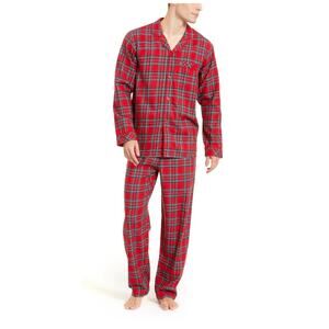 Brand New Macy's Women's Size Medium Brinkley Plaid Red 2 Piece Set Sleepwear
